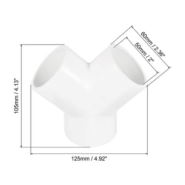 2" PVC Pipe Fittings 3pcs 3 Way Y Shape Water Joint Connectors Adapters White Bed Bath